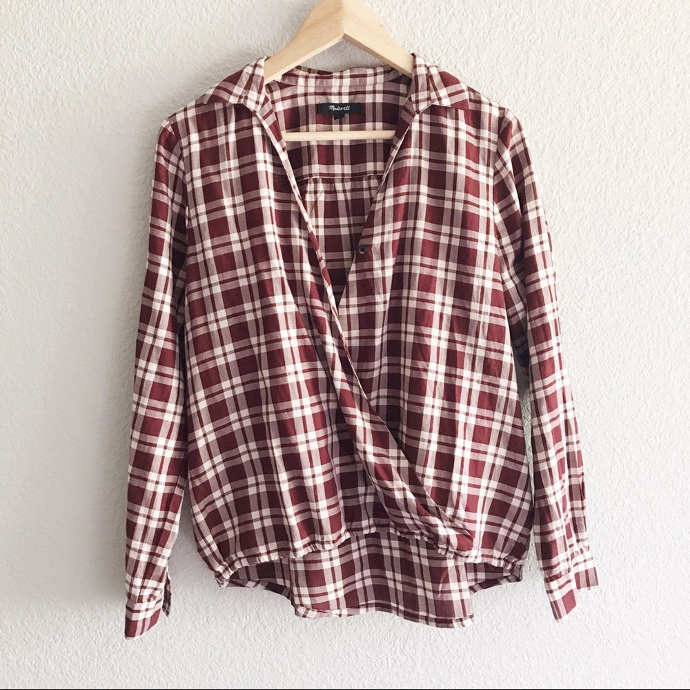 🌟NWOT🌟 Madewell Burgundy Plaid Top